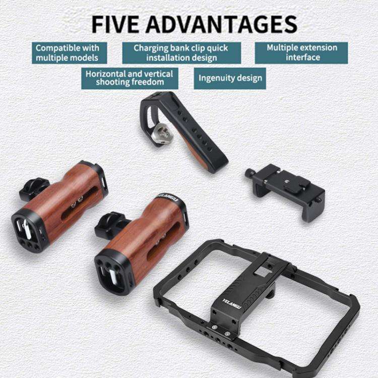 YELANGU LW101 Vlogging Live Broadcast LED Selfie Light Mic Smartphone Video Rig Handles Stabilize...