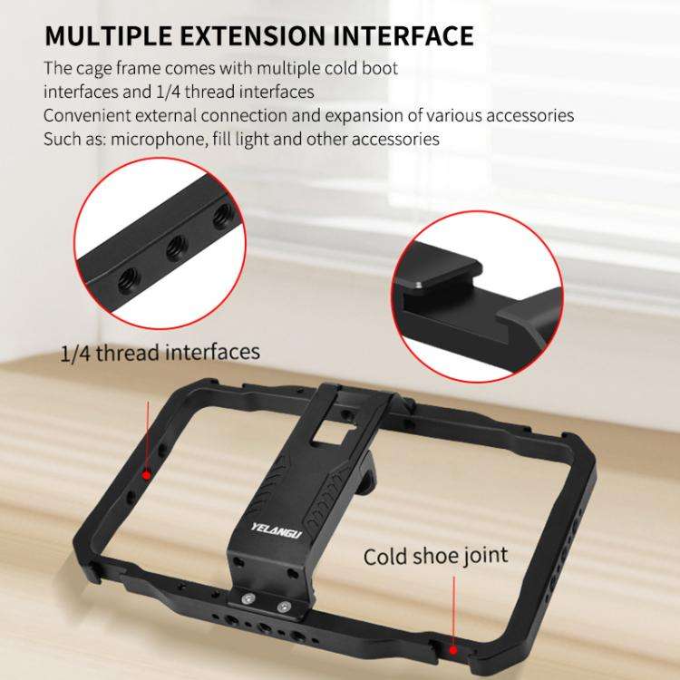 YELANGU LW101 Vlogging Live Broadcast LED Selfie Light Mic Smartphone Video Rig Handles Stabilize...