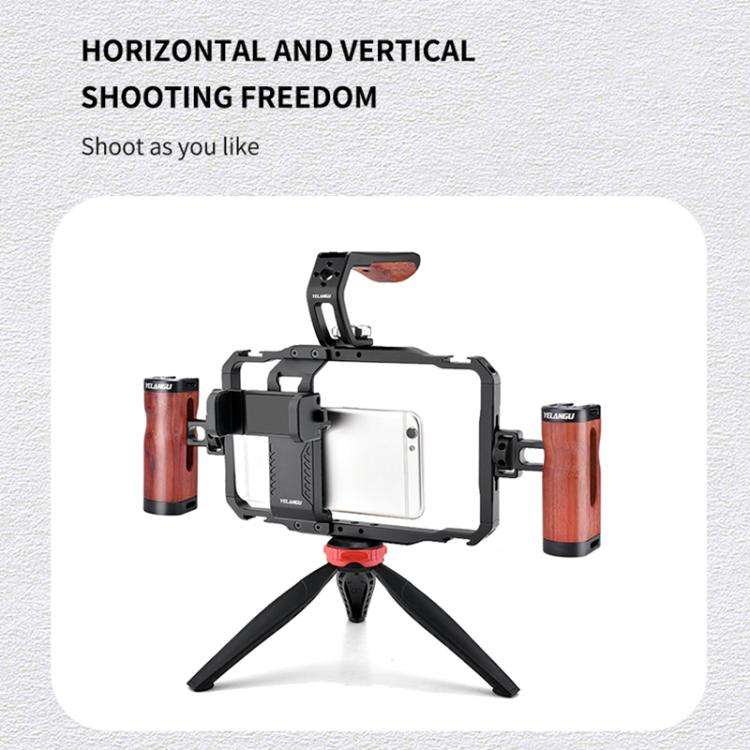 YELANGU LW101 Vlogging Live Broadcast LED Selfie Light Mic Smartphone Video Rig Handles Stabilize...