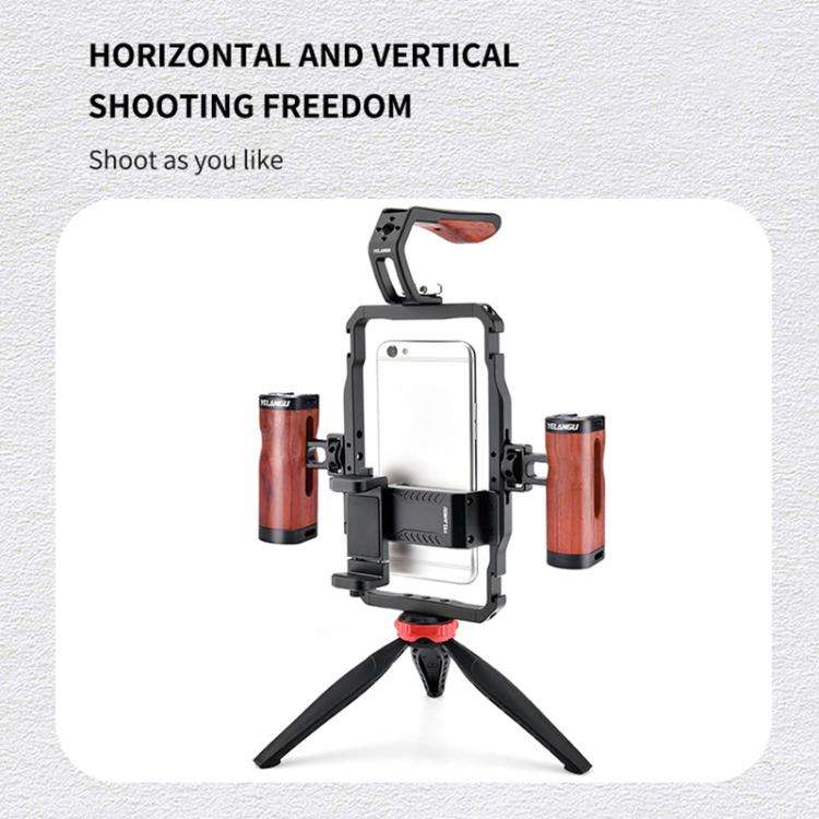 YELANGU LW101 Vlogging Live Broadcast LED Selfie Light Mic Smartphone Video Rig Handles Stabilize...