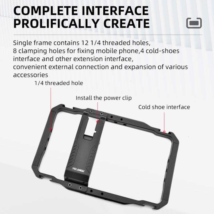 YELANGU LW-B01-1 Vlogging Live Broadcast Smartphone Video Rig Metal Cage (Black)