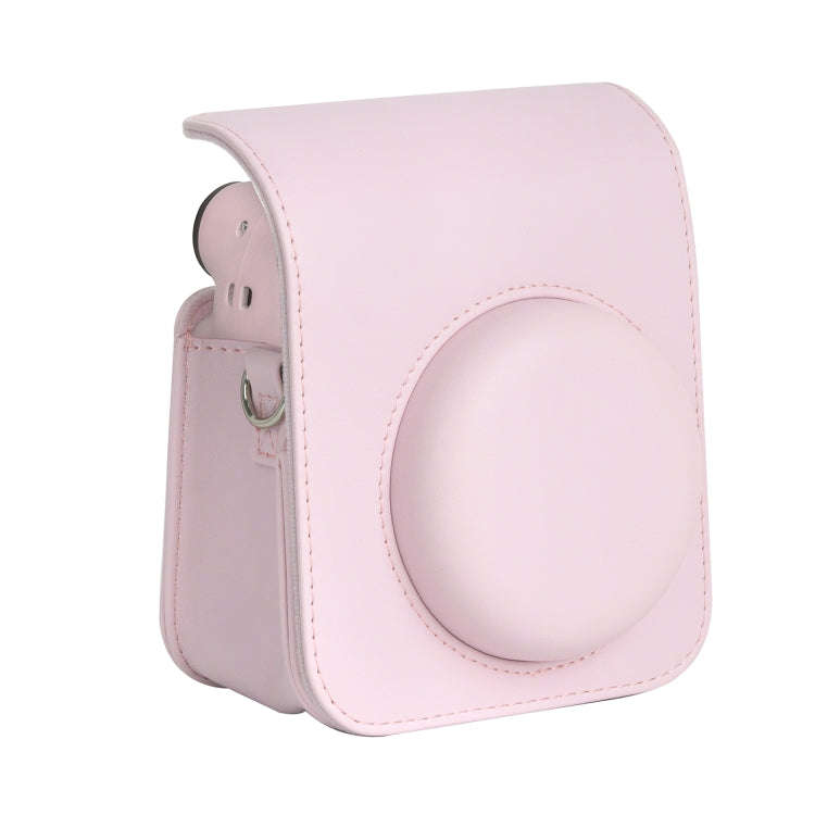 For FUJIFILM instax mini 12 Full Body Leather Case Camera Bag with Strap (Pink)