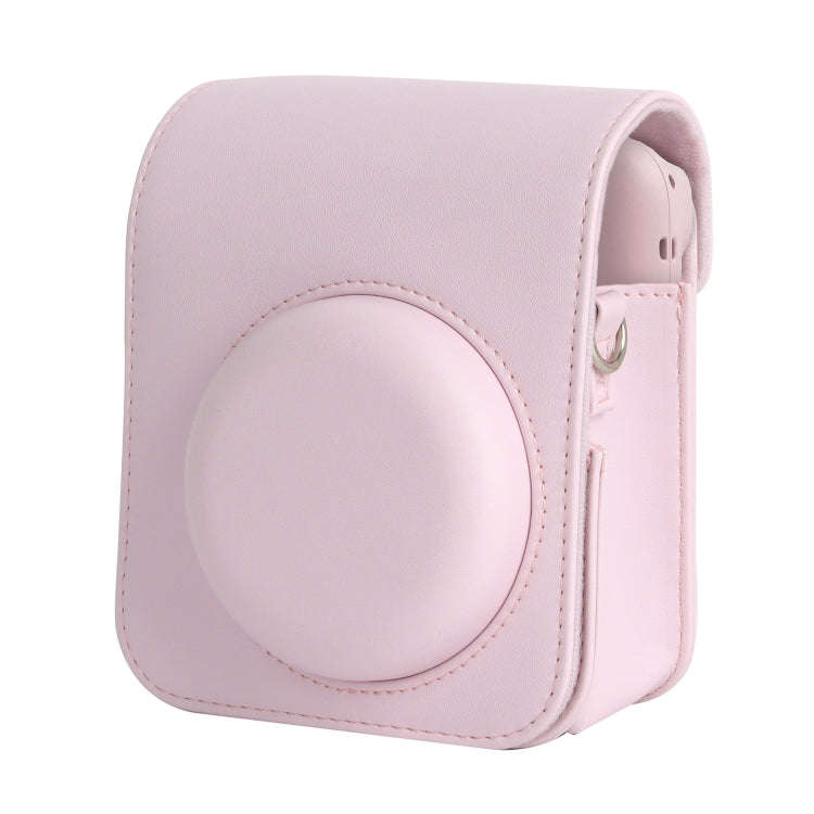 For FUJIFILM instax mini 12 Full Body Leather Case Camera Bag with Strap (Pink)
