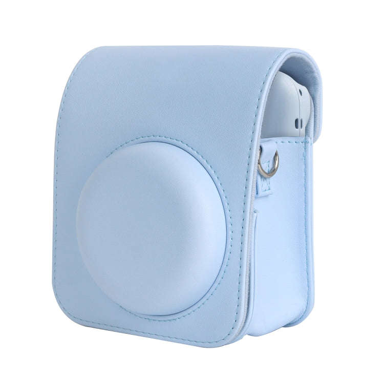 For FUJIFILM instax mini 12 Full Body Leather Case Camera Bag with Strap (Blue)