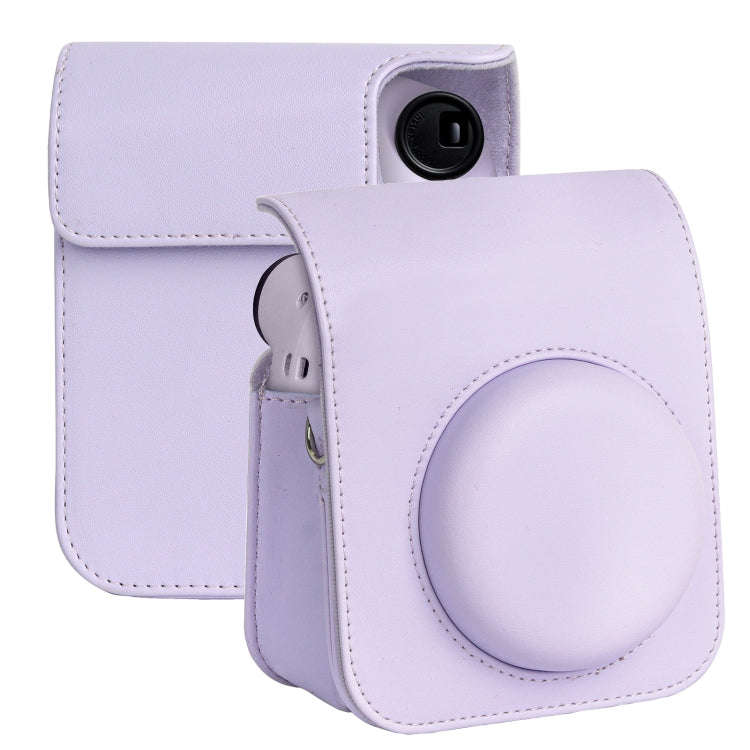 For FUJIFILM instax mini 12 Full Body Leather Case Camera Bag with Strap (Purple)