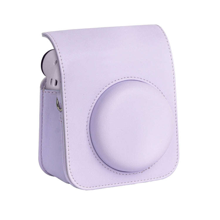 For FUJIFILM instax mini 12 Full Body Leather Case Camera Bag with Strap (Purple)