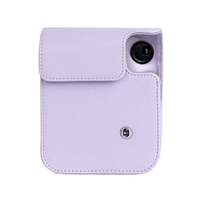 For FUJIFILM instax mini 12 Full Body Leather Case Camera Bag with Strap (Purple)