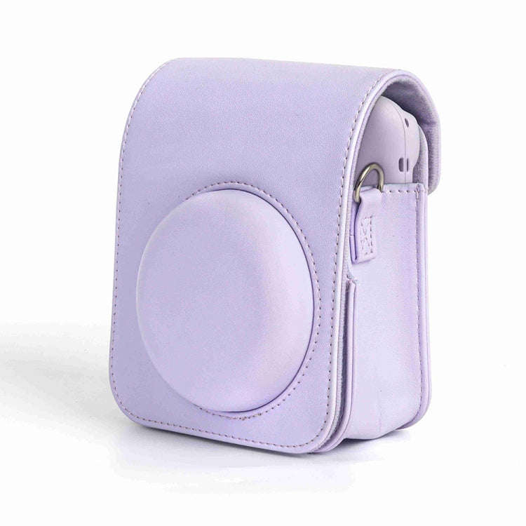 For FUJIFILM instax mini 12 Full Body Leather Case Camera Bag with Strap (Purple)