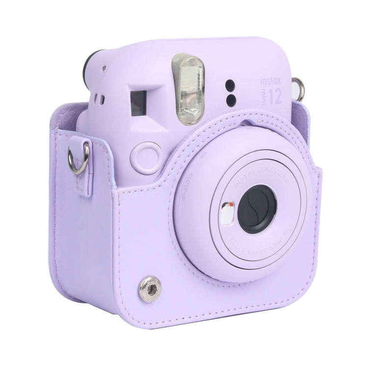 For FUJIFILM instax mini 12 Full Body Leather Case Camera Bag with Strap (Purple)