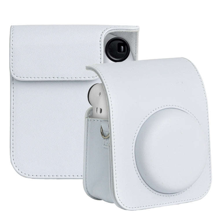 For FUJIFILM instax mini 12 Full Body Leather Case Camera Bag with Strap (White)