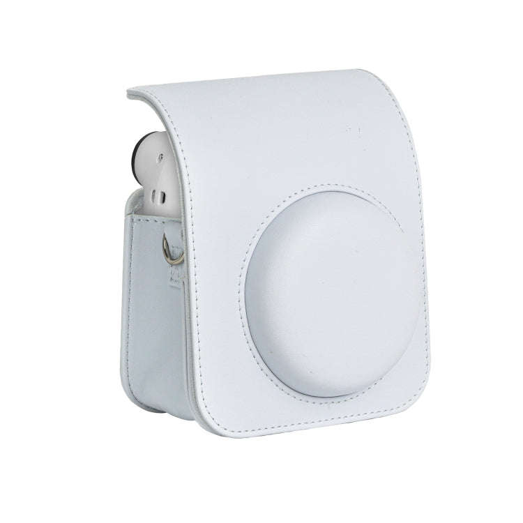 For FUJIFILM instax mini 12 Full Body Leather Case Camera Bag with Strap (White)