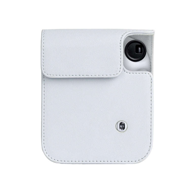 For FUJIFILM instax mini 12 Full Body Leather Case Camera Bag with Strap (White)