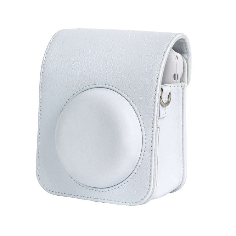 For FUJIFILM instax mini 12 Full Body Leather Case Camera Bag with Strap (White)