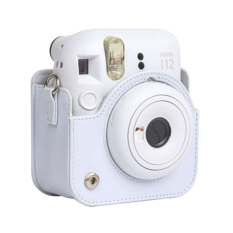 For FUJIFILM instax mini 12 Full Body Leather Case Camera Bag with Strap (White)