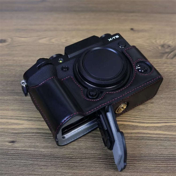 For FUJIFILM X-T5 1/4 inch Thread PU Leather Camera Half Case Base (Black)