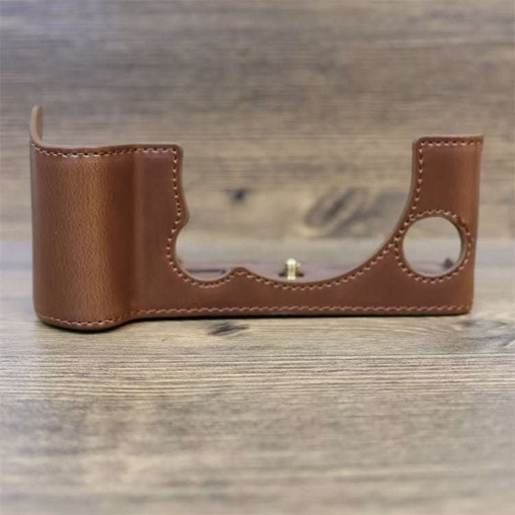 For FUJIFILM X-T5 1/4 inch Thread PU Leather Camera Half Case Base (Coffee)