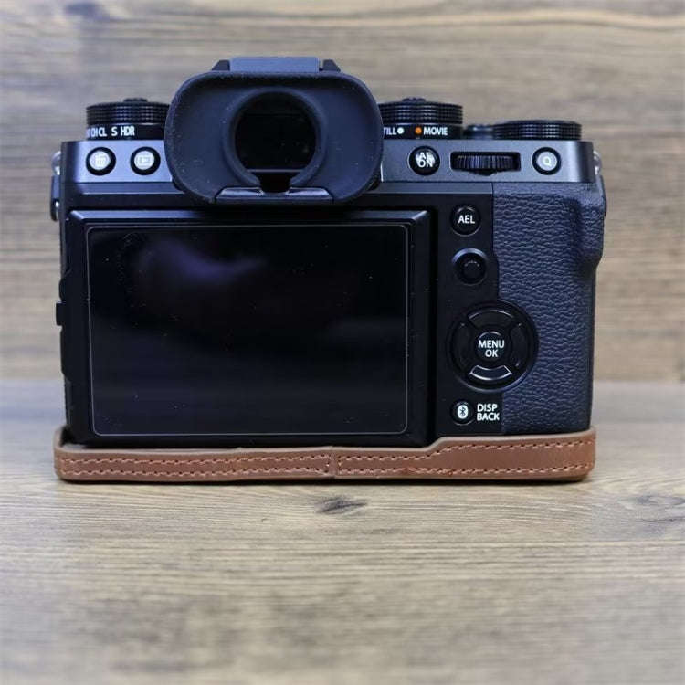 For FUJIFILM X-T5 1/4 inch Thread PU Leather Camera Half Case Base (Coffee)