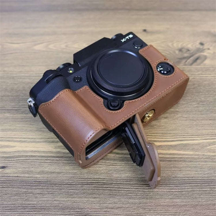 For FUJIFILM X-T5 1/4 inch Thread PU Leather Camera Half Case Base (Coffee)