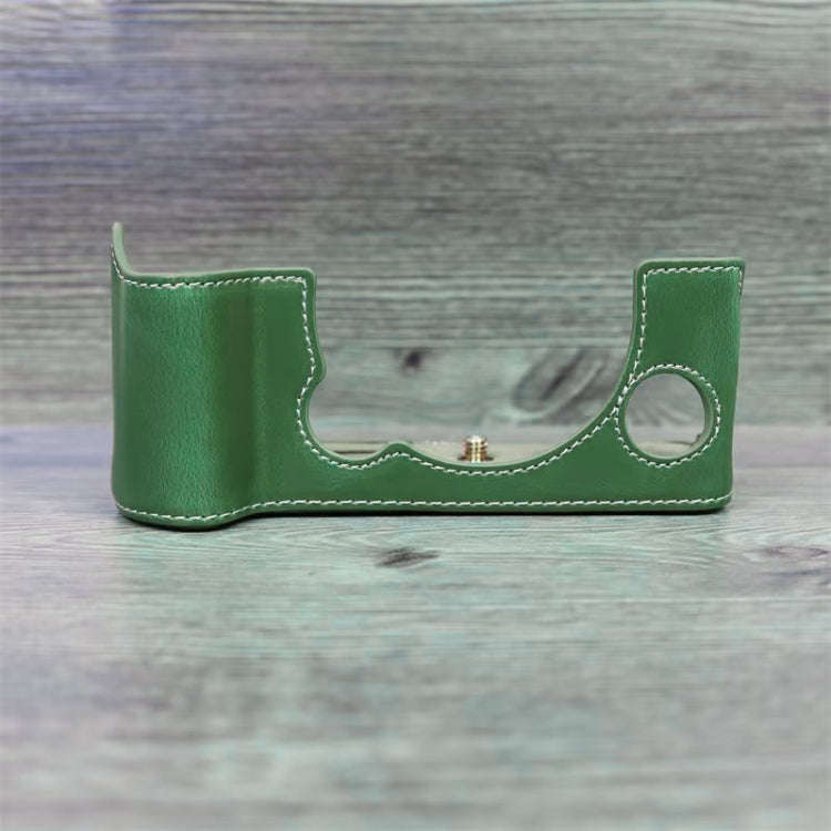 For FUJIFILM X-T5 1/4 inch Thread PU Leather Camera Half Case Base (Green)