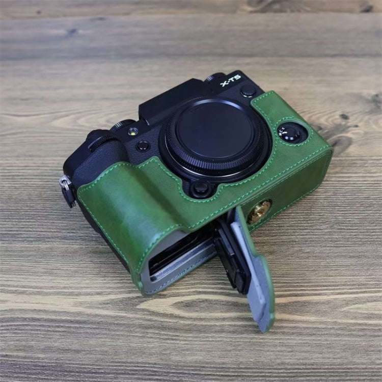 For FUJIFILM X-T5 1/4 inch Thread PU Leather Camera Half Case Base (Green)