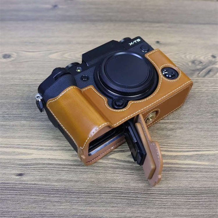 For FUJIFILM X-T5 1/4 inch Thread PU Leather Camera Half Case Base (Brown)
