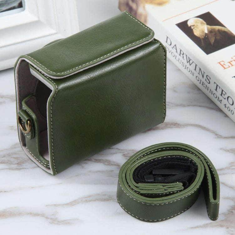 For Sony ZV-1F Vlog Camera Full Body Magnetic Leather Camera Case Bag with Strap (Green)