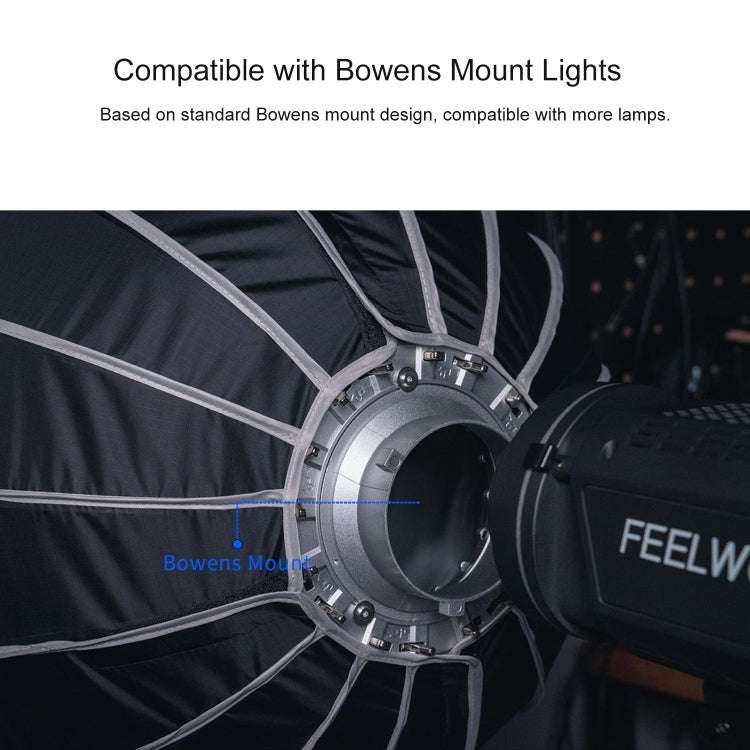 FEELWORLD FSP60 60cm Parabolic Softbox Quick Release Diffuser with Bowens Mount (Black)
