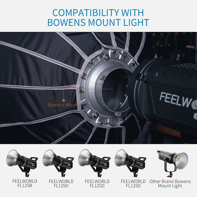 FEELWORLD FSP90 90cm Parabolic Softbox Quick Release Diffuser with Bowens Mount (Black)