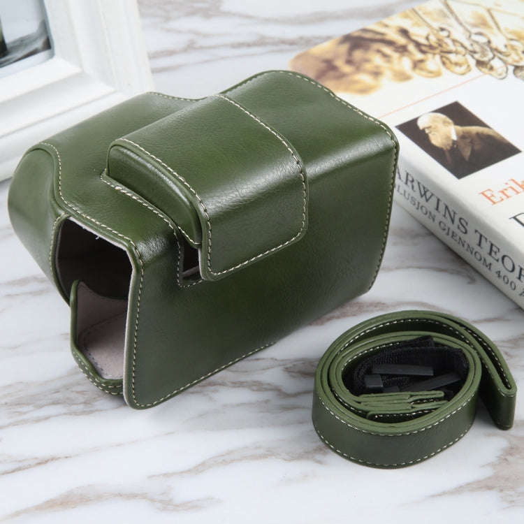 For Nikon Z50 / Z30 Camera Full Body Magnetic Leather Camera Case Bag with Strap (Green)