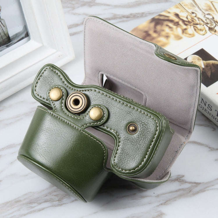 For Nikon Z50 / Z30 Camera Full Body Magnetic Leather Camera Case Bag with Strap (Green)