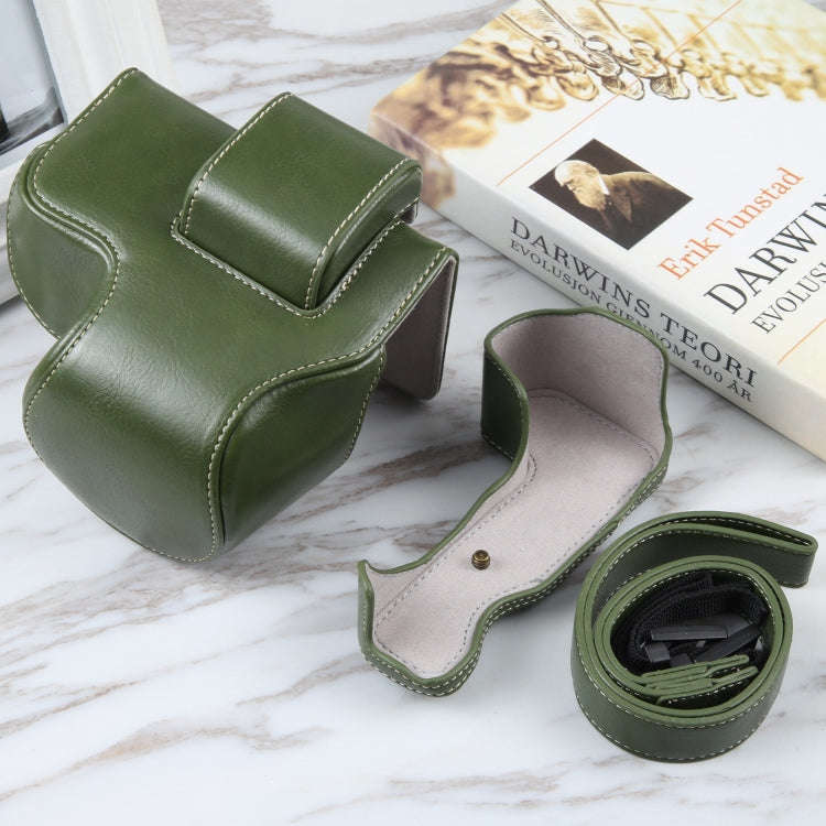 For Nikon Z50 / Z30 Camera Full Body Magnetic Leather Camera Case Bag with Strap (Green)