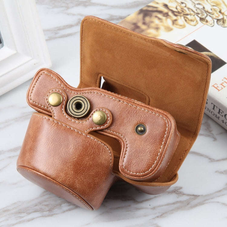 For Nikon Z50 / Z30 Camera Full Body Magnetic Leather Camera Case Bag with Strap (Brown)