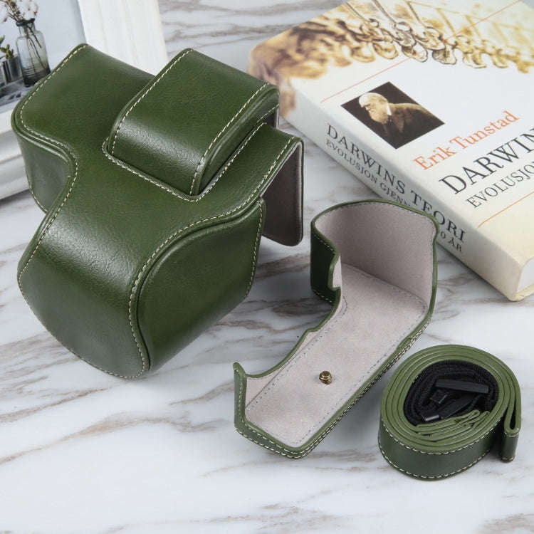 For Canon EOS R10 Camera Full Body Magnetic Leather Camera Case Bag with Strap(Green)