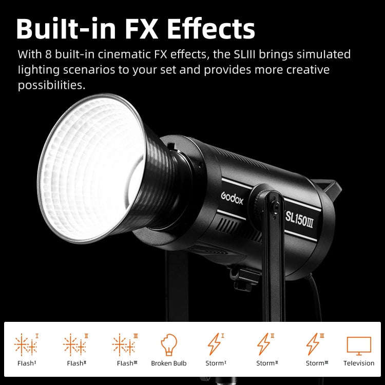 Godox SL150III 160W LED Light 5600K Daylight Video Flash Light(UK Plug)