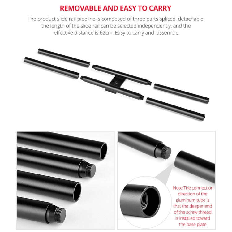 YELANGU YLG0119A 60cm Splicing Slide Rail Track + Trolley Rail Buckle for SLR Cameras / Video Cam...