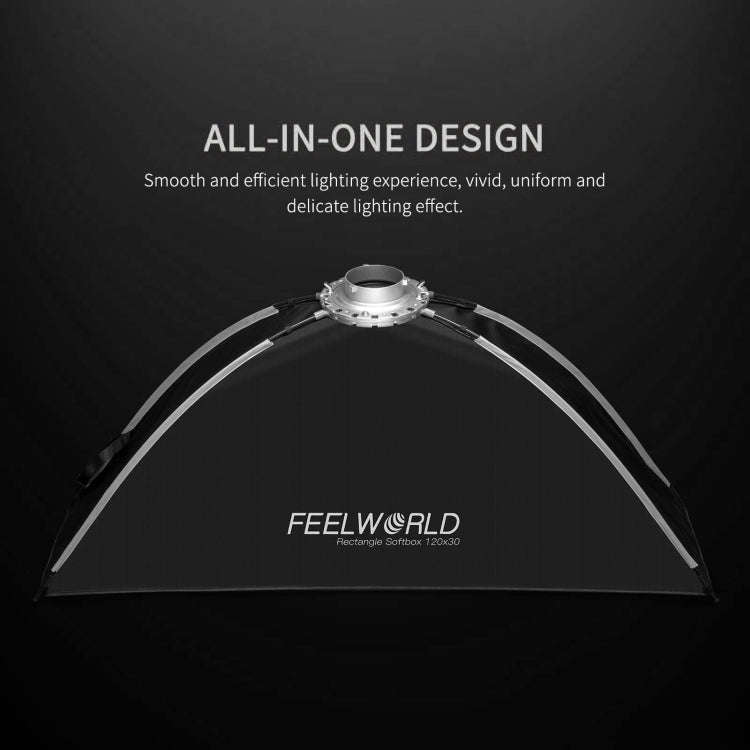 FEELWORLD FSR120 30x120cm Rectangular Softbox Quick Release Bowens Mount Diffuser