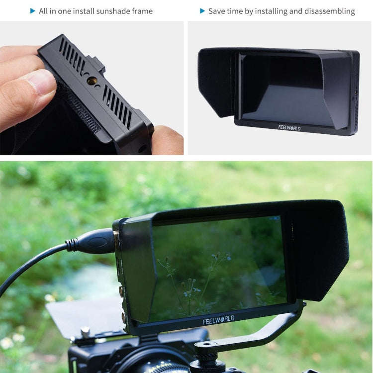 FEELWORLD FW568S 6 Inch On-camera Monitor FHD IPS 3G-SDI 4K HDMI F970 External Power and Install ...