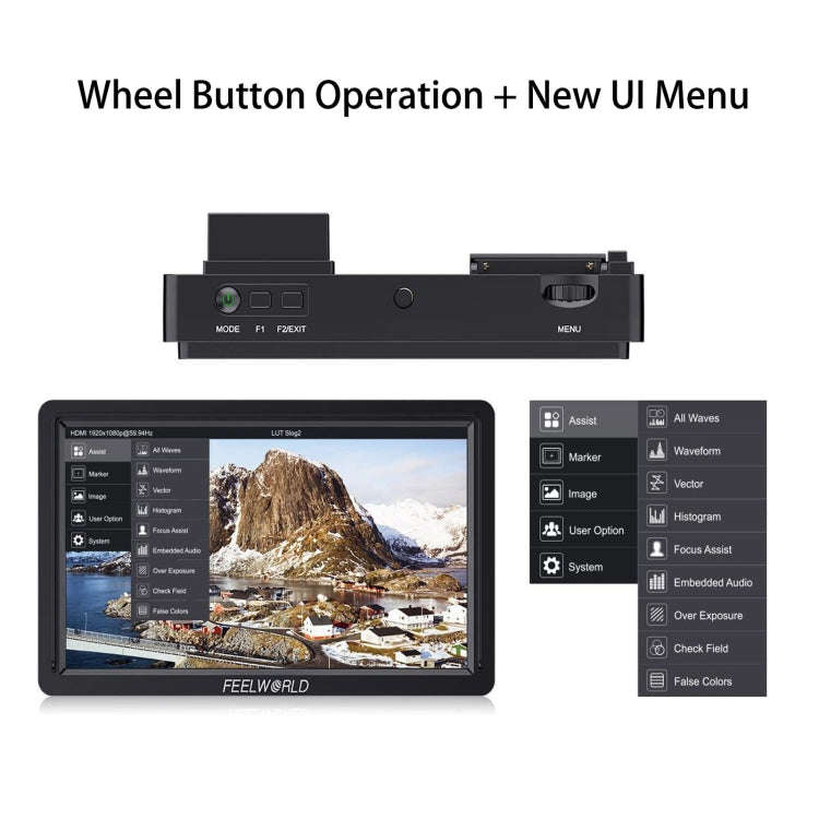 FEELWORLD FW568S 6 Inch On-camera Monitor FHD IPS 3G-SDI 4K HDMI F970 External Power and Install ...