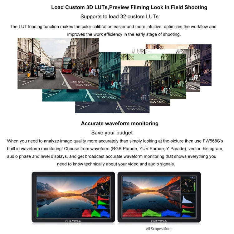 FEELWORLD FW568S 6 Inch On-camera Monitor FHD IPS 3G-SDI 4K HDMI F970 External Power and Install ...