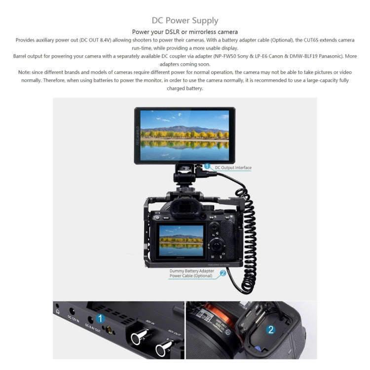 FEELWORLD CUT6S 6-inch Touch Screen Monitor Recorder FHD IPS 4K HDMI 3G-SDI Camera Field Monitor ...