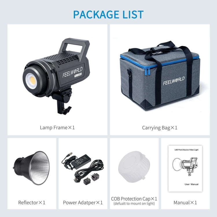 FEELWORLD FL125D 125W Daylight Point Source Video Light, Bluetooth APP Control(US Plug)