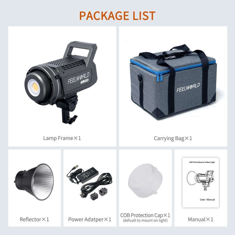 FEELWORLD FL225B 225W Bi-color Point Source Video Light, Bluetooth APP Control (AU Plug)