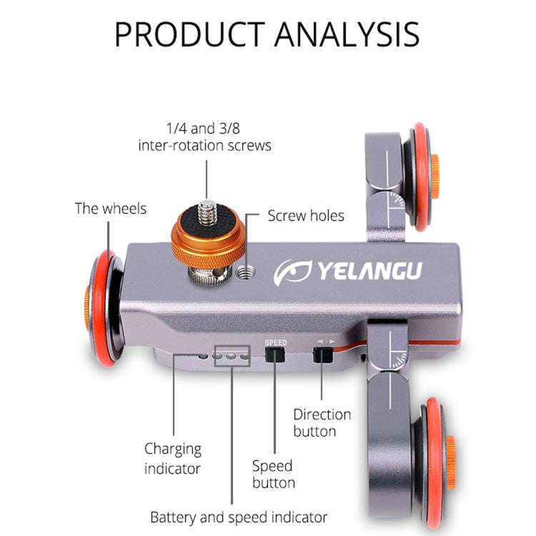 YELANGU L4X Camera 3-wheel Dolly II Electric Track Slider 3-Wheel Video Pulley Rolling Dolly Car ...