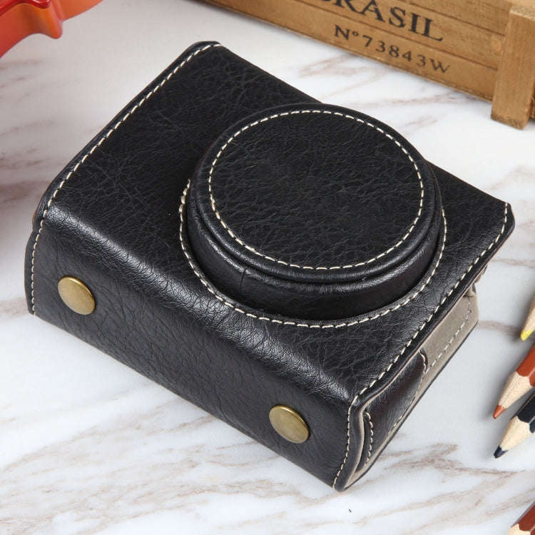 For Canon PowerShot G7 X Full Body Camera PU Leather Camera Case Bag with Strap (Black)