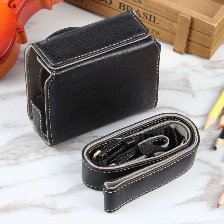 For Canon PowerShot G7 X Full Body Camera PU Leather Camera Case Bag with Strap (Black)