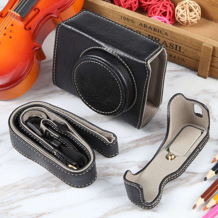 For Canon PowerShot G7 X Full Body Camera PU Leather Camera Case Bag with Strap (Black)