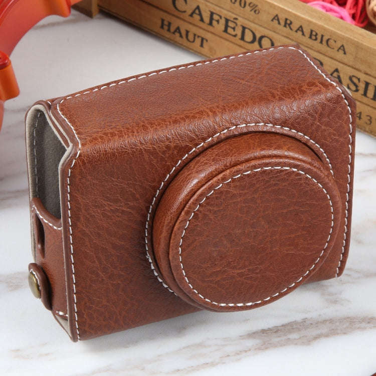 For Canon PowerShot G7 X Full Body Camera PU Leather Camera Case Bag with Strap (Coffee)