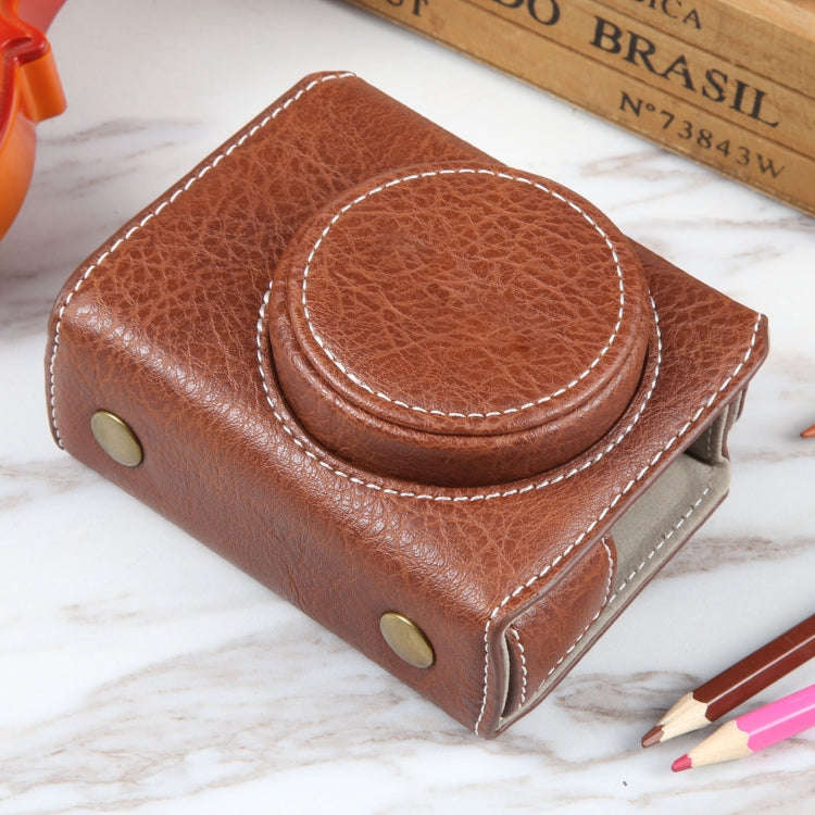 For Canon PowerShot G7 X Full Body Camera PU Leather Camera Case Bag with Strap (Coffee)