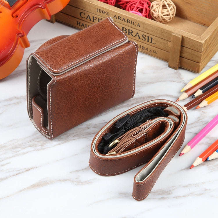 For Canon PowerShot G7 X Full Body Camera PU Leather Camera Case Bag with Strap (Coffee)