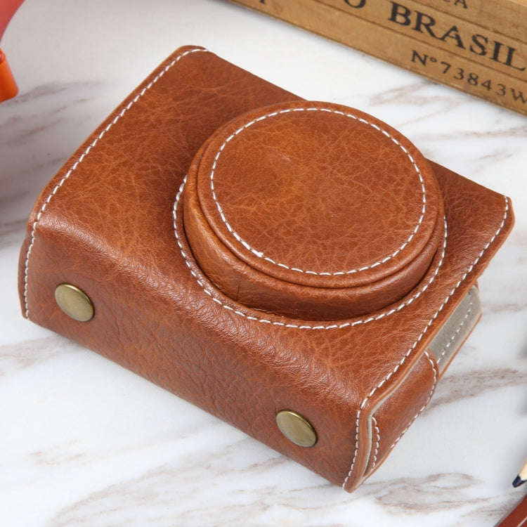 For Canon PowerShot G7 X Full Body Camera PU Leather Camera Case Bag with Strap (Brown)